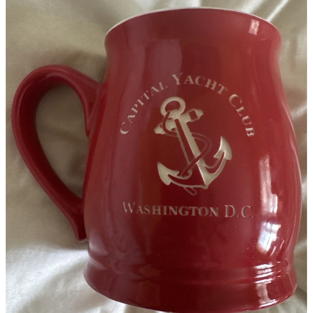 Capital Yacht Club Mug Washington D.C. 16 Oz. Etched Nautical Anchor Red Rare